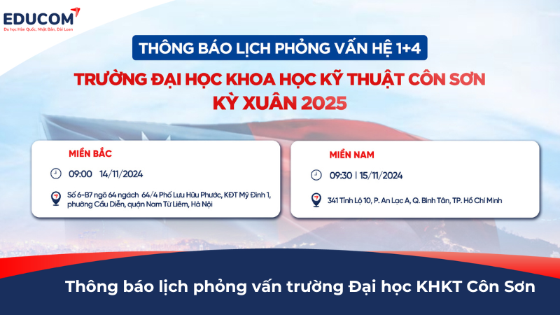 THÔNG BÁO LỊCH PHỎNG VẤN – TRƯỜNG ĐẠI HỌC KHOA HỌC KỸ THUẬT CÔN SƠN – KỲ XUÂN 2025