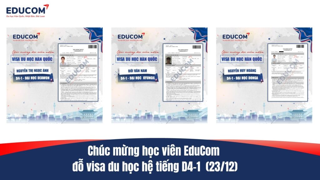 Chúc mừng học viên EduCom đỗ visa D4-1 – Khởi đầu hành trình du học Hàn Quốc